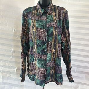 Stunt Women’s Long Sleeve Dress Blouse 100% Silk Size Medium Elegant Top